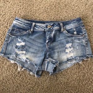 Ripped denim short shorts